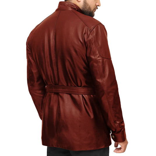 Jeremiah 3/4 Length Tan Brown Leather Jacket