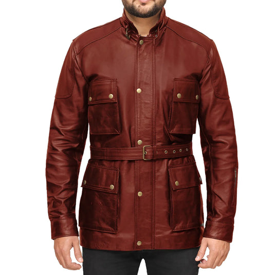 Jeremiah 3/4 Length Tan Brown Leather Jacket