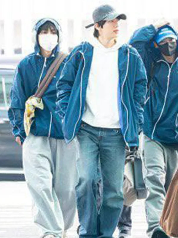 Musinsa Keep Swimming jacket in blue recreated version with minimal design and soft inner comfort