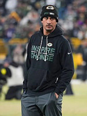 Green Bay Packers Jordan Love black sideline hoodie designed with Inspire Change graphics and comfortable fleece construction