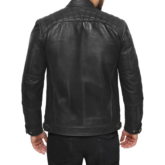 Joseph Quilted Shoulder Black Leather Jacket