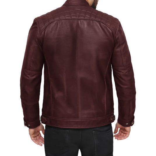 Joseph Maroon Quilted Leather Jacket