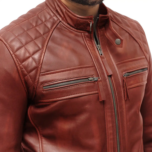 Joseph Tan Brown Quilted Leather Jacket