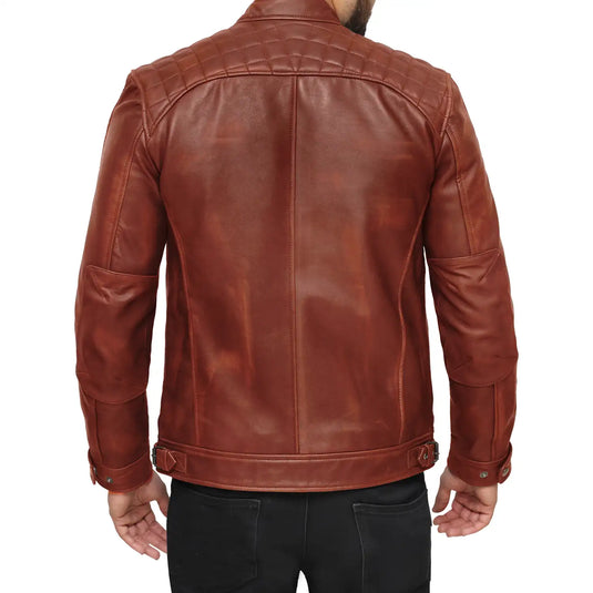 Joseph Tan Brown Quilted Leather Jacket