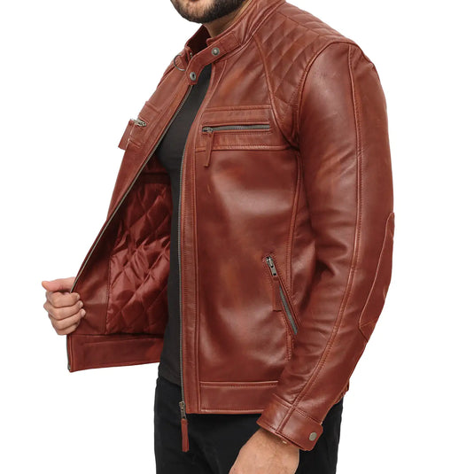 Joseph Tan Brown Quilted Leather Jacket