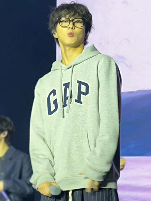Recreated Jungwon Gap hoodie crafted from plush VintageSoft material with signature arch branding.