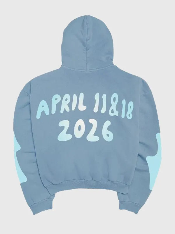 Recreated Justin Bieber Coachella Skylrk blue pullover hoodie with smooth texture and modern streetwear styling