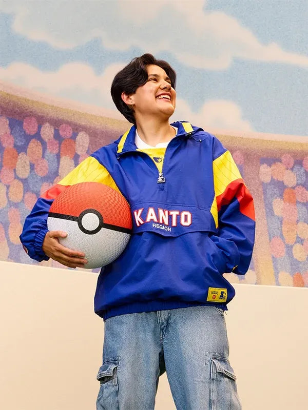 Pokémon x Target Half-Zip Pullover Jacket featuring Kanto Starter theme graphics and a modern athletic-inspired outerwear design