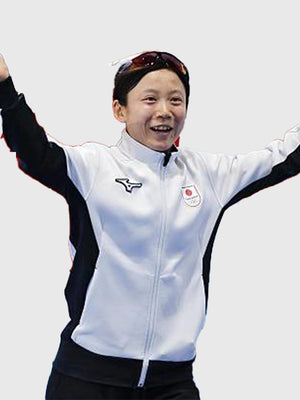 Team Japan white and black opening ceremony jacket inspired by Kaori Sakamoto Milano Cortina 2026, modern winter sport styling