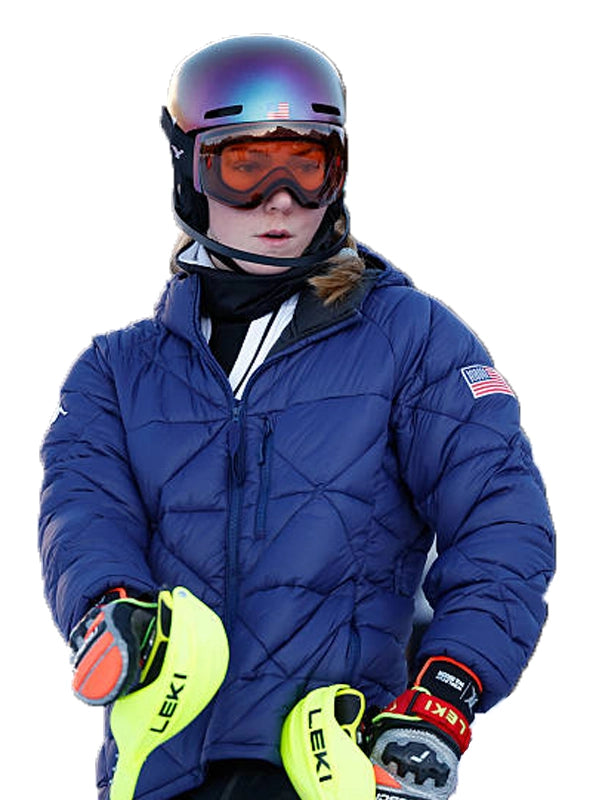 Recreated Winter Olympics 2026 Milano Cortina Kappa blue puffer jacket designed for mobility, insulation, and everyday wear