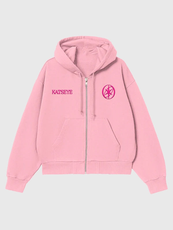 Katseye 2026 Desert Zip Up Fleece Hoodie featuring soft brushed interior and clean desert-inspired design detailing