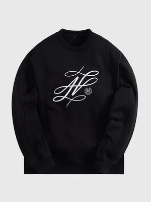 RECREATED Kith 2026 ADER error Black Semi-Oversized Fleece Sweatshirt designed with a roomy fit and clean minimalist streetwear styling