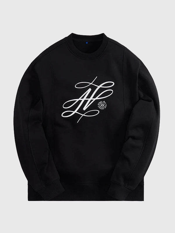 RECREATED Kith 2026 ADER error Black Semi-Oversized Fleece Sweatshirt designed with a roomy fit and clean minimalist streetwear styling