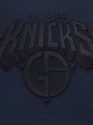 Giorgio Armani x Kith New York Knicks navy bomber jacket, RECREATED for 2026 Playoffs with refined tailoring and contemporary street edge