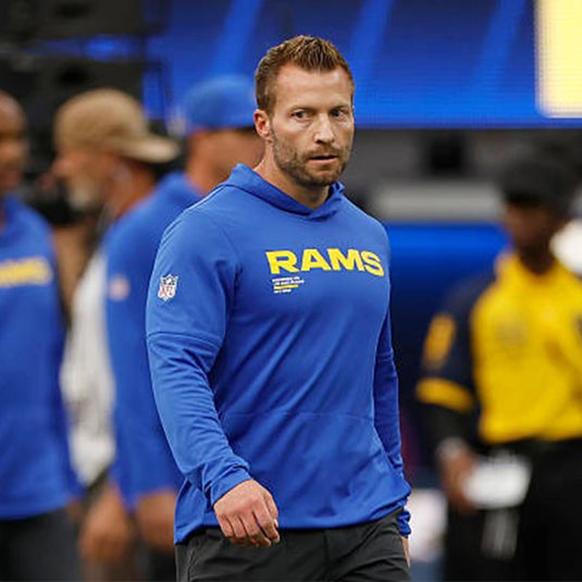 LA Rams 2025 hoodie t-shirt in blue made with moisture-wicking performance fabric.
