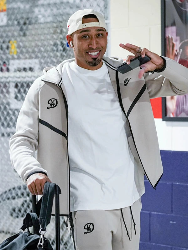 Grey Nike Tech Fleece Windrunner Los Angeles Dodgers 2026 unisex jacket recreated with modern look and comfortable fit