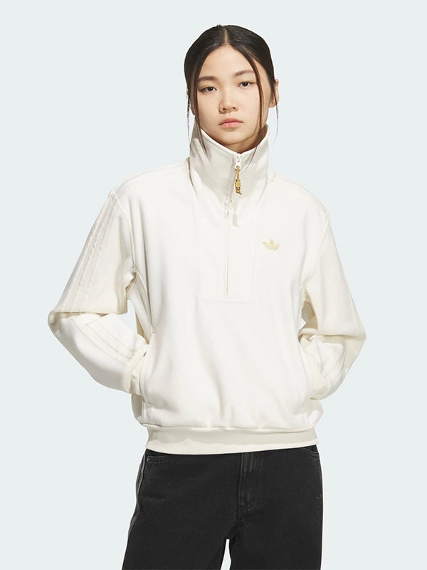Recreation Adidas SS26 Lunar New Year 2026 halfzip fleece sweatshirt in cream with soft, cozy feel