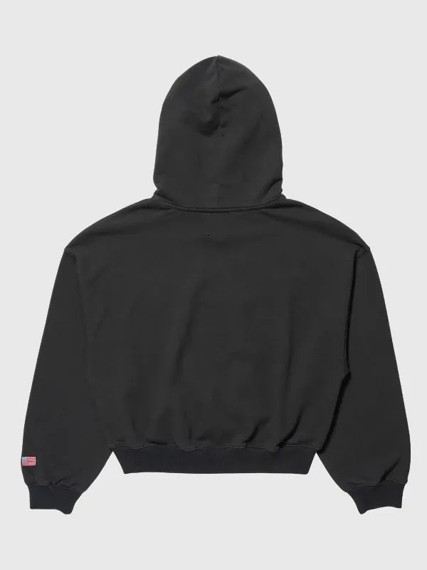 Black cropped fleece pullover hoodie RECREATED from Gap x Katseye Kat by Raj 2026 with a sleek everyday look