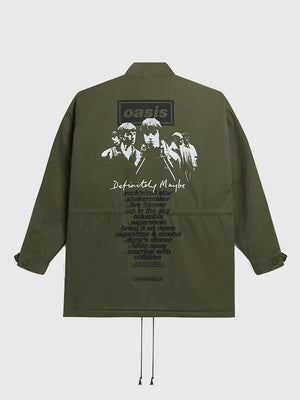 RECREATED Legendary Carnival x Oasis 2026 Green Parka Jacket designed with a structured fit and modern utility-inspired streetwear appeal