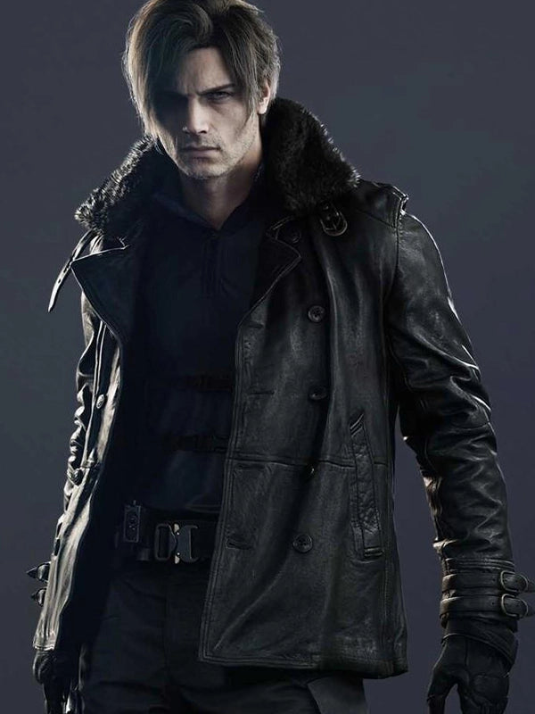 Recreated Resident Evil 9 black leather jacket with character-inspired detailing and tailored silhouette