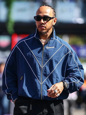 Unisex Lewis Hamilton 2026 Willy Chavarria blue track jacket delivering modern track style and easy layering comfort