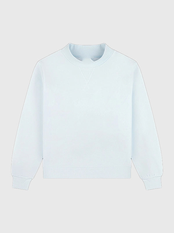 Parke 2026 classic mockneck fleece sweatshirt in light blue designed for clean casual styling