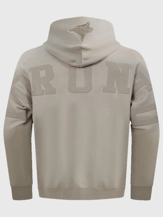 Blue Jays Wingspan hoodie in light brown featuring drop shoulder fit and soft fleece fabric.