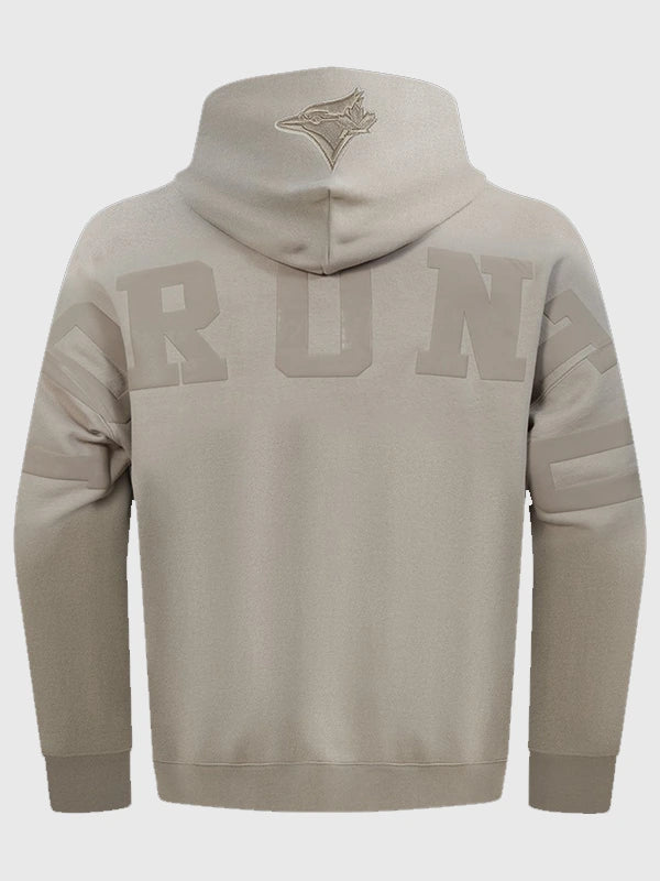 Blue Jays Wingspan hoodie in light brown featuring drop shoulder fit and soft fleece fabric.