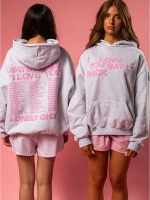 Recreated Lonely Ghost women’s hoodie in grey with an oversized fit and expressive graphic theme