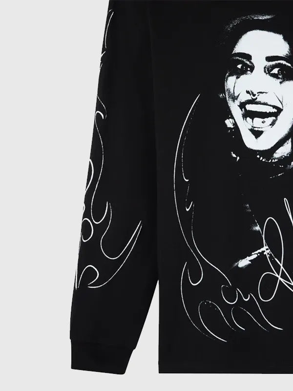 OVO x WWE Rhea Ripley Long-Sleeve T-Shirt featuring bold character-inspired graphics and soft cotton construction