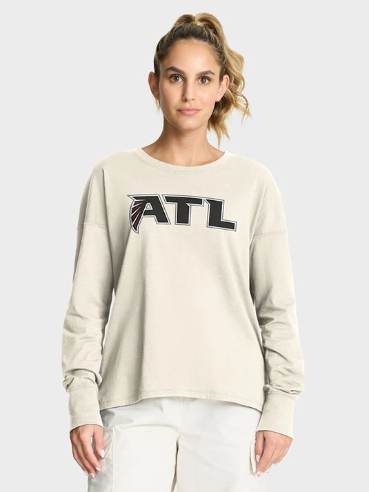 Cream 2025 Atlanta Falcons Fanatics Long Sleeve Shirt recreated for a relaxed, sporty look.