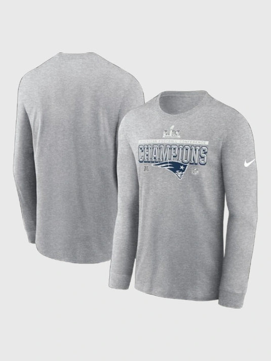 New England Patriots Nike 2025 AFC Champions Locker Room Trophy Collection long sleeve t-shirt in heather grey
