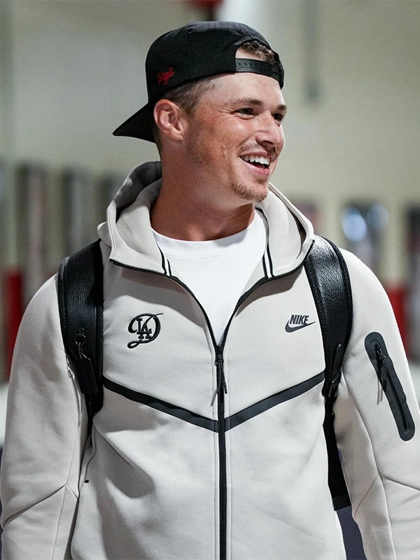 Nike Tech Fleece Windrunner Los Angeles Dodgers 2026 jacket recreated in grey with soft interior and versatile outerwear appeal