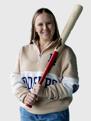 Dodgers Women’s Night WAG Quarter Zip Sweatshirt designed with lightweight fleece feel and a modern athletic silhouette
