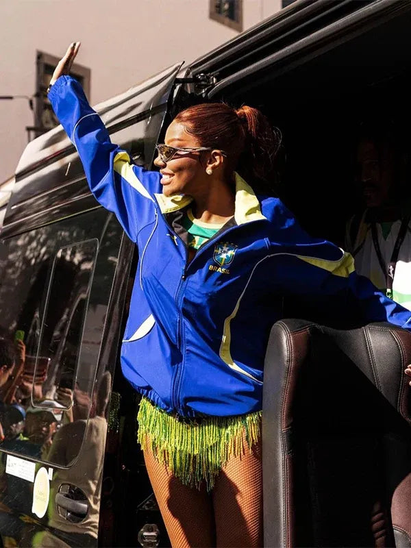 Ludmilla Brazil x Jordan full-zip track jacket in vibrant blue with lightweight construction and comfortable layering design
