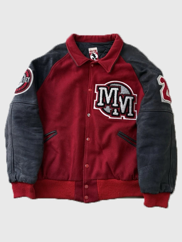 Rapper Wale Michael 2026 Premiere Event Varsity Jacket inspired by Michael Jackson with standout lettering and rib-knit trims