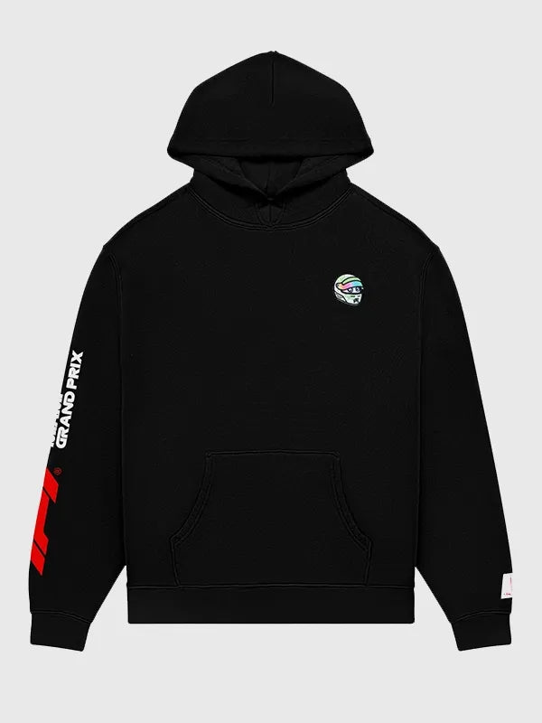 Malbon x Formula 1 2026 Miami Grand Prix Fesque Pit Sketch Hoodie featuring detailed pit lane-inspired graphics and soft fleece construction