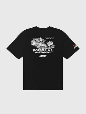 Formula 1 x Malbon Bermuda Pit Sketch T-Shirt crafted with breathable fabric and smooth finish for everyday wear