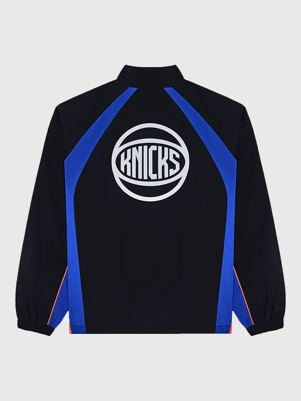 Recreated black New York Knicks Malbon 2026 quarter-zip jacket with streamlined silhouette and subtle branding