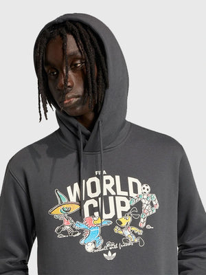 Grey RECREATED Adidas FIFA World 2026 mascot hoodie crafted in warm fleece for everyday comfort