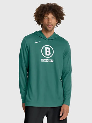 RECREATED Boston Red Sox Nike Green City Connect Dri-FIT Long Sleeve Hooded T-Shirt featuring lightweight performance fabric with a sleek athletic silhouette