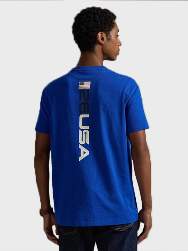 Team USA Milano Cortina 2026 blue graphic T-shirt with clean athletic graphics by Polo Ralph Lauren