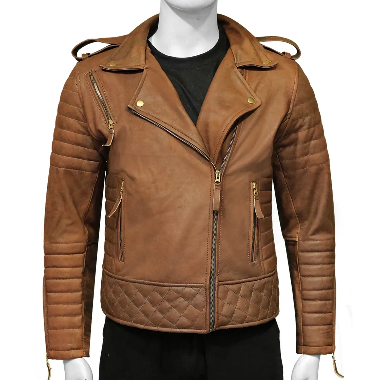 James Brown Padded Motorcycle Leather Jacket