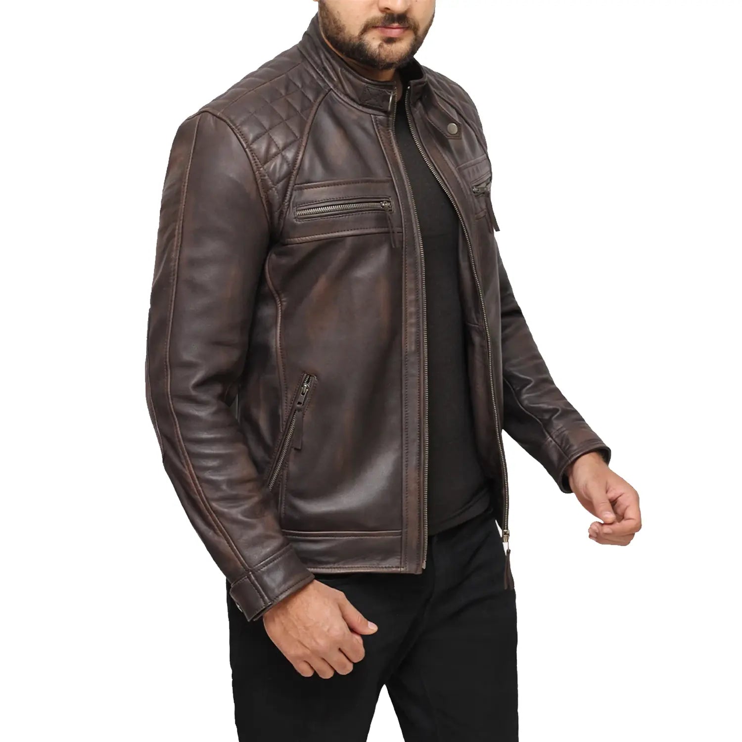 Joseph Distressed Brown Leather Jacket Mens