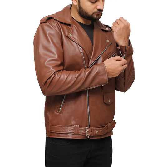 Tyler Brown Sheepskin Motorcycle Leather Jacket