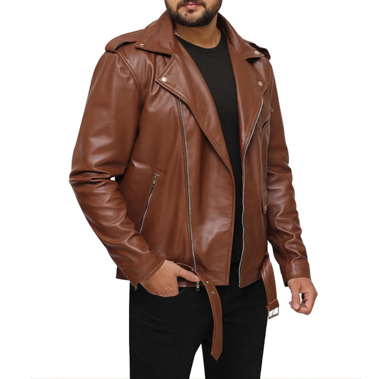 Tyler Brown Sheepskin Motorcycle Leather Jacket