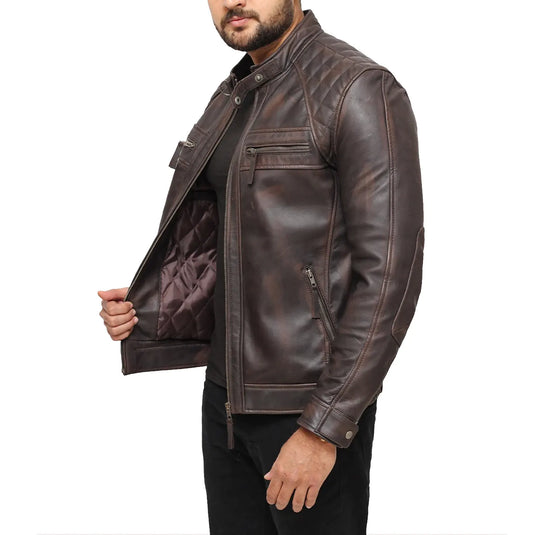 Joseph Distressed Brown Leather Jacket Mens