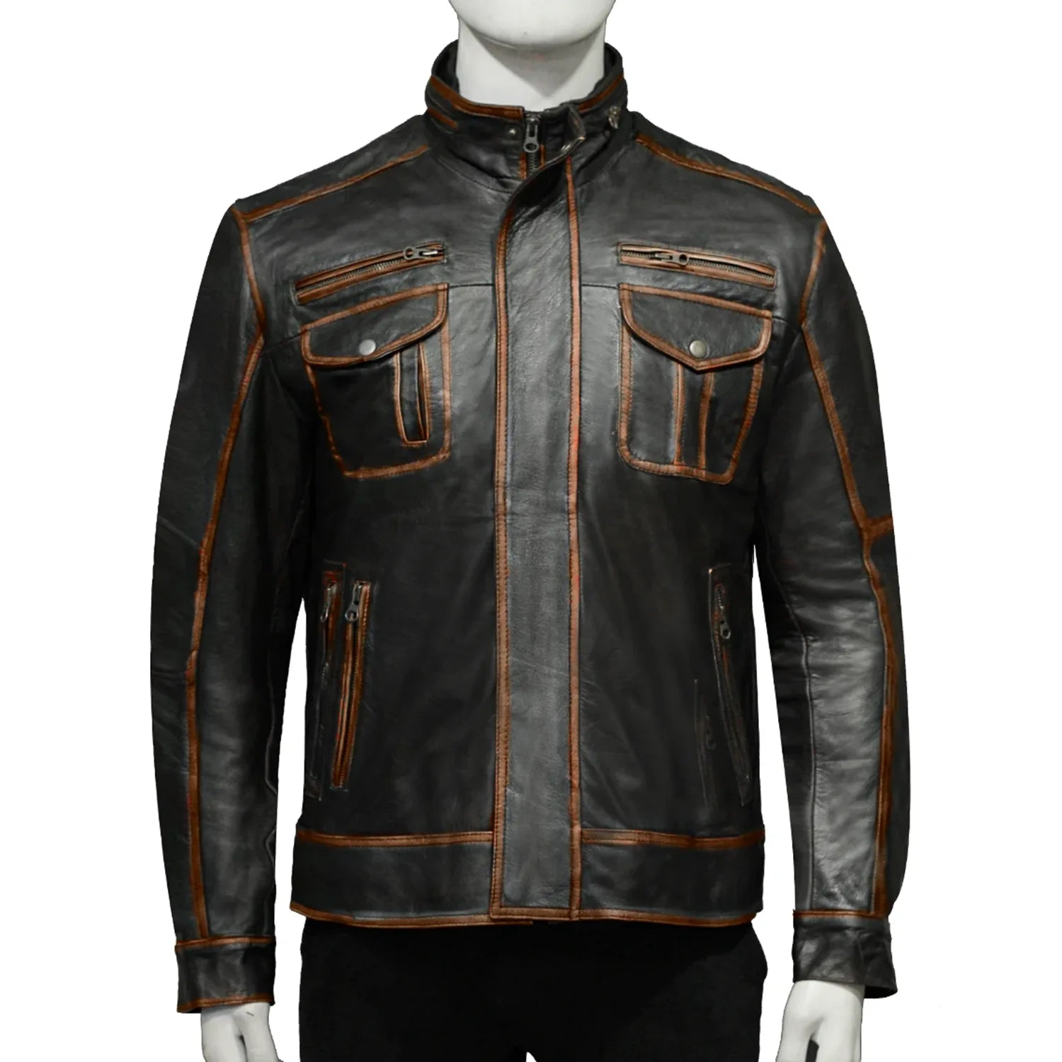 Daniel Distressed Brown Leather Jacket for Mens