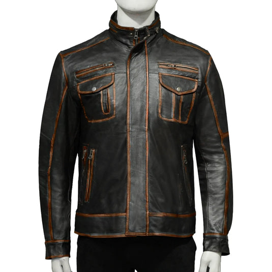 Daniel Distressed Brown Leather Jacket for Mens