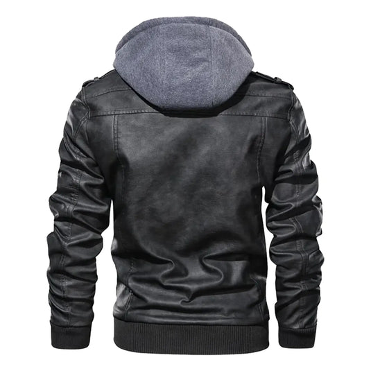 Miguel Grey Hooded Leather Jacket